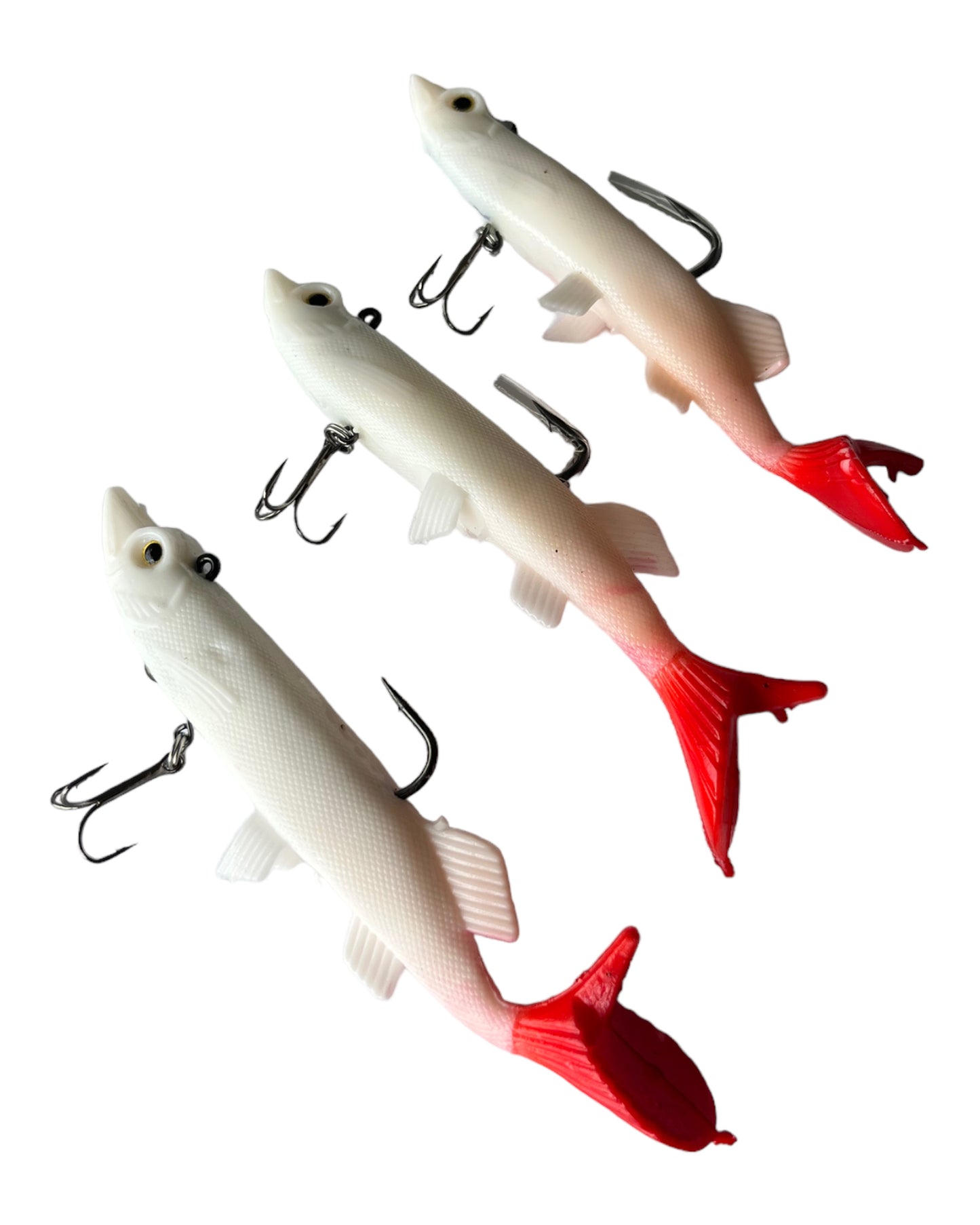 Soft lure white pearl + hooks