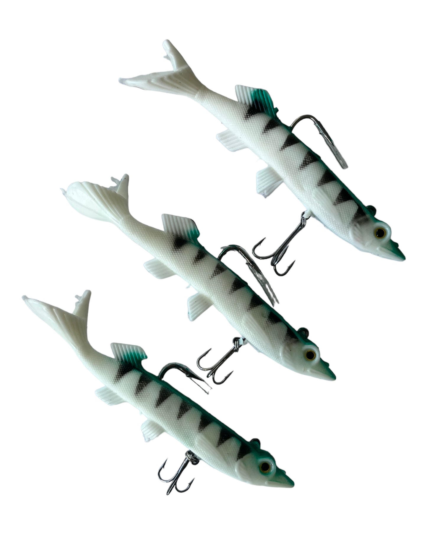 Soft lure green tiger +hooks