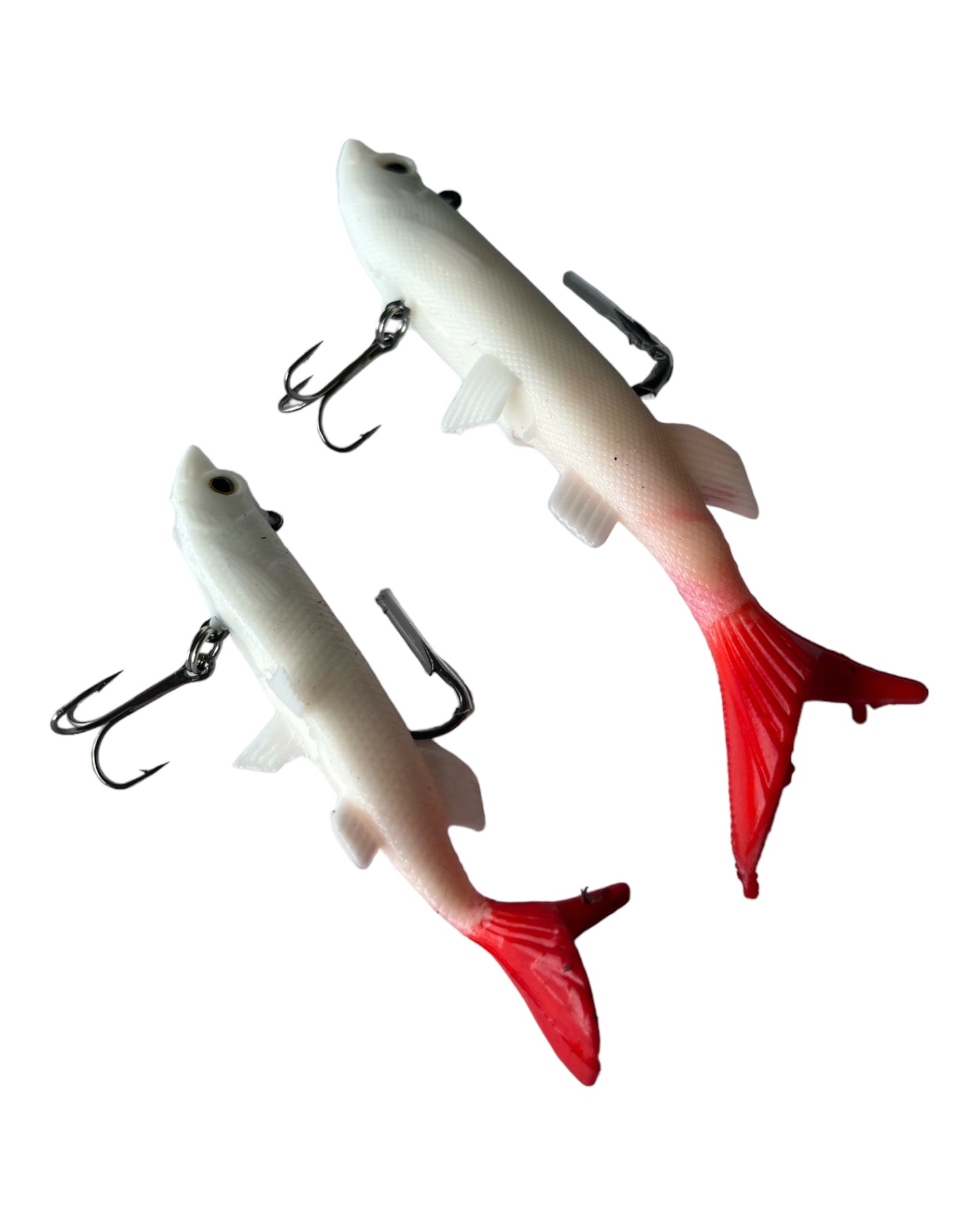 Soft lure white pearl + hooks