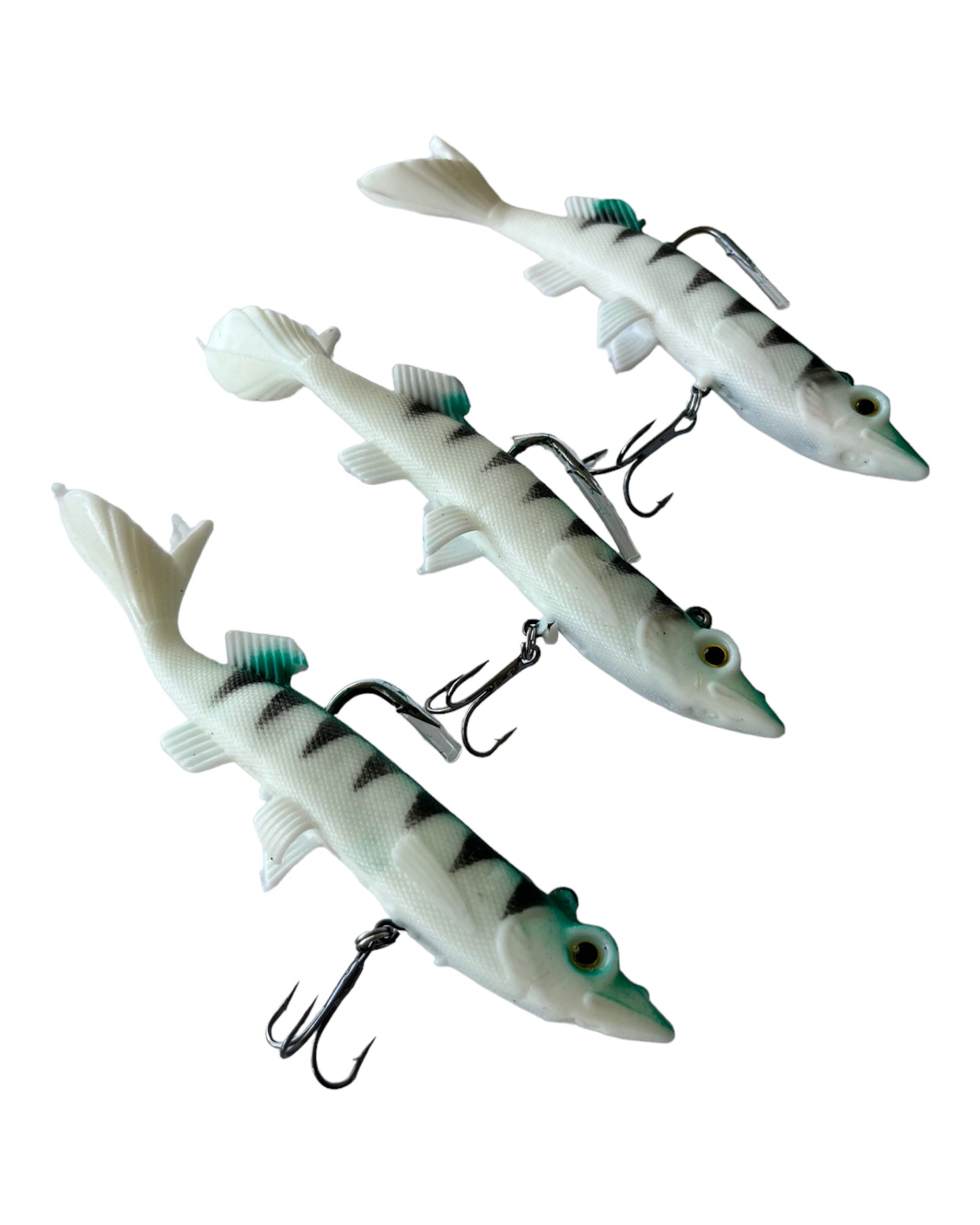 Soft lure green tiger +hooks