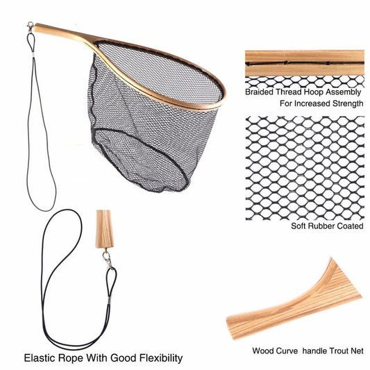 Wooden landing net 45x22x30